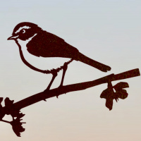 Metalbird fugl i cortenstål - kanarisk gransanger