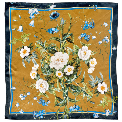 Jim Lyngvild silketørklæde, 50x50 - Blue Flower...