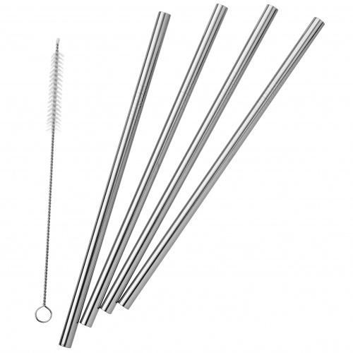 Pulito straws in stainless steel, 4 pcs - straight