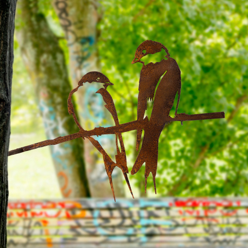 Metalbird fugl i cortenstål - svaler