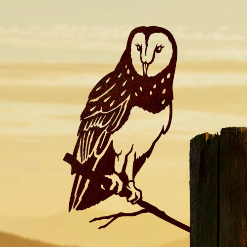 Metalbird bird in corten steel - barn owl